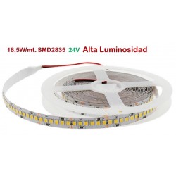 Tira LED 5 mts Flexible 24V 92,5W 1020 Led SMD 2835 IP20 Blanco Cálido, Alta Luminosidad